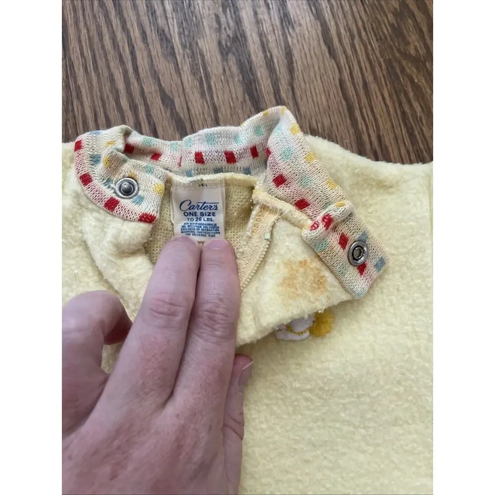 VTG Carter's Baby Sleep Sack Wearable Blanket Yellow Fleece Embroidered 0-9M
